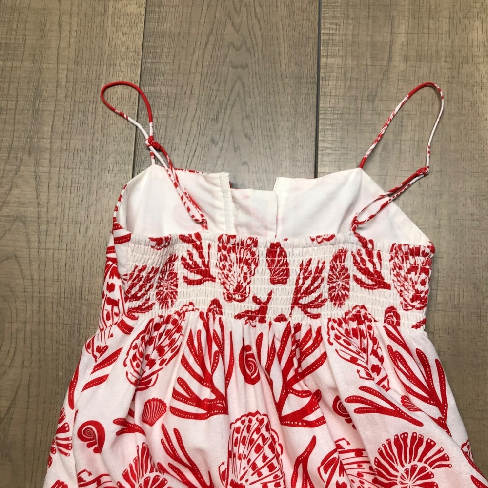 Calypso St. Barth Maxi Dress Womens Sz XS Red Shell Coral Linen Blend Beach Sea - Picture 10 of 12